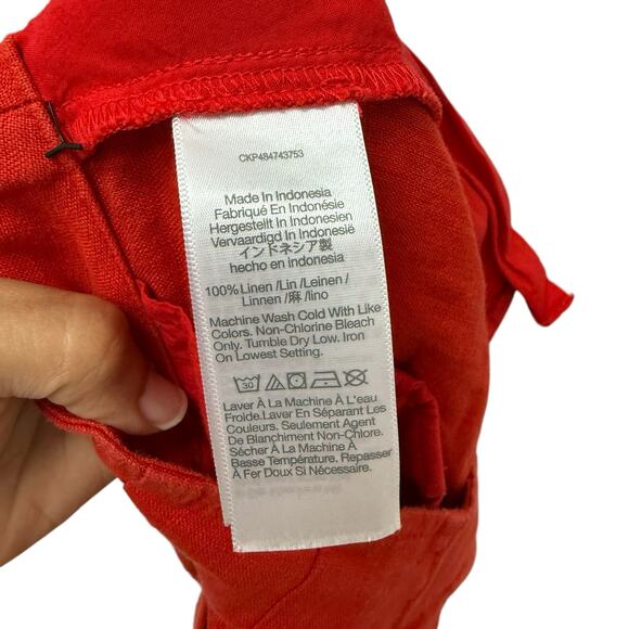 Madewell Clean‎ Button-Tab Shorts in 100% Linen Red Women’s Size 00 - Picture 11 of 12